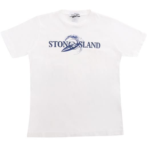 Stone Island t-shirt bianca con stampa logo