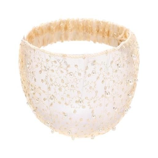 Yurosiay fascia per capelli da donna in pizzo vintage con ricamo in pizzo con perle di fiori cavi, elastici eleganti perline fasce per capelli larghi per capelli in pizzo per donne e ragazze kaki