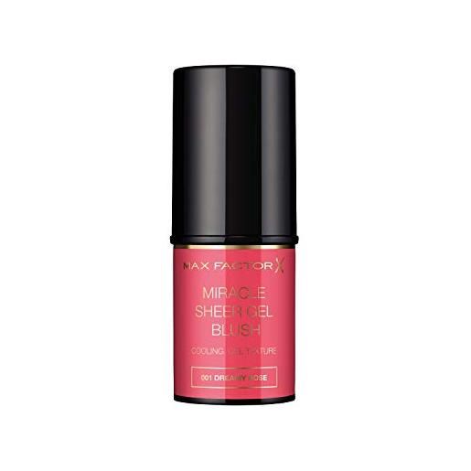 Max Factor miracle sheer gel blush, fard in stick dal colore modulabile e dalla texture rinfrescante, 001 dreamy rose