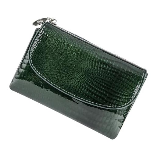 Royal Bagger portafoglio corto vintage per donna, porta carte con cerniera portatile, portamonete perfetto per l'uso quotidiano (verde-1)