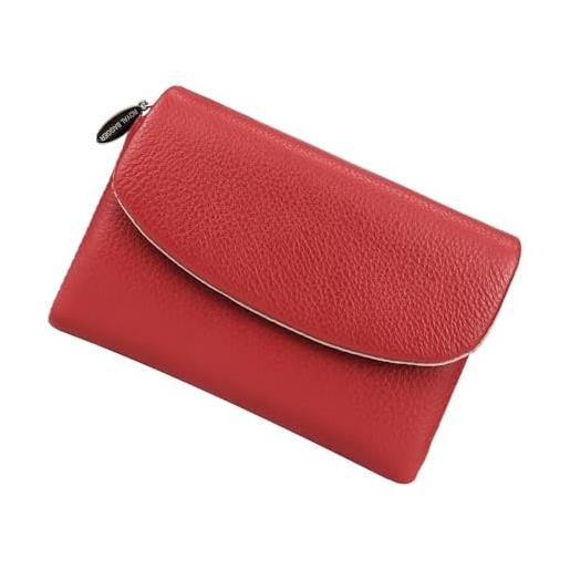 Royal Bagger portafoglio corto vintage per donna, porta carte con cerniera portatile, portamonete perfetto per l'uso quotidiano (rosso-2)