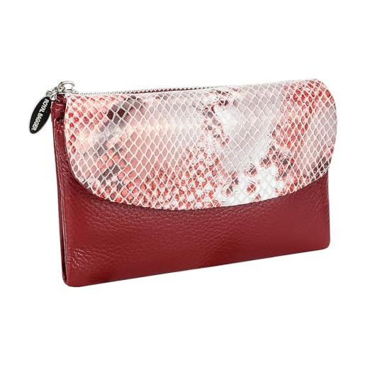 Royal Bagger portafoglio corto vintage per donna, porta carte con cerniera portatile, portamonete perfetto per l'uso quotidiano (rosso scuro-4)