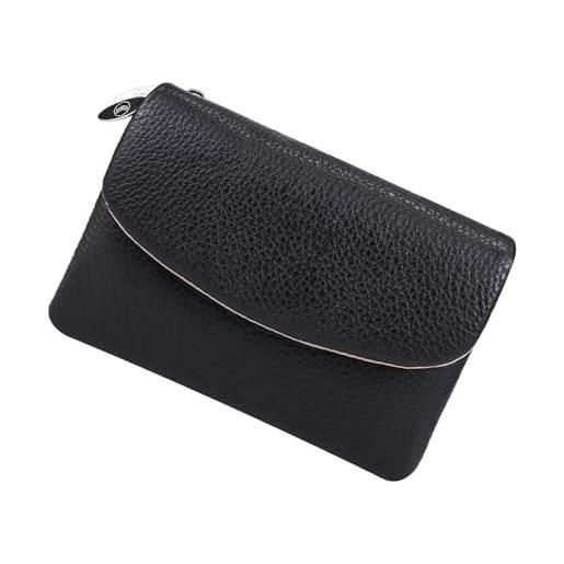 Royal Bagger portafoglio corto vintage per donna, porta carte con cerniera portatile, portamonete perfetto per l'uso quotidiano (nero-2)