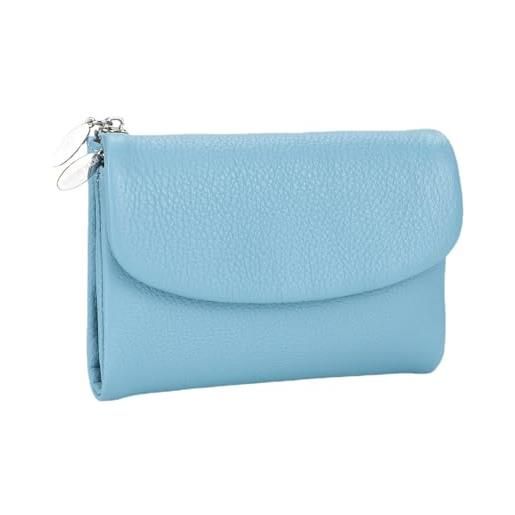 Royal Bagger portafoglio corto vintage per donna, porta carte con cerniera portatile, portamonete perfetto per l'uso quotidiano (blu-3)