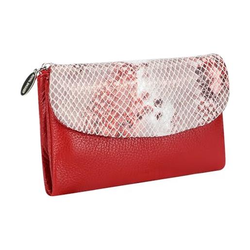 Royal Bagger portafoglio corto vintage per donna, porta carte con cerniera portatile, portamonete perfetto per l'uso quotidiano (rosso-4)