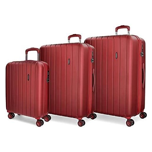 MOVOM wood set valigie rosso 55/65/75 cms rigida abs chiusura tsa 220l 4 doppie ruote bagaglio a mano