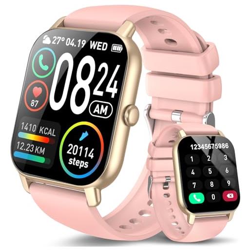DUSONLAP 2024 smartwatch, (fare e ricevere chiamate), 1,85 smartwatch uomo con cardiofrequenzimetro/sonno, 112 modalità sportive ip68 impermeabile orologio contapassi, rosa