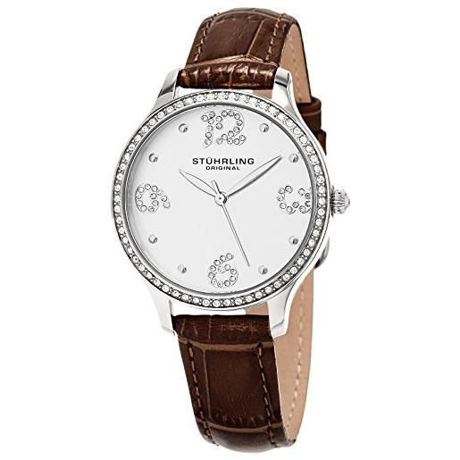Stuhrling Original 560.01 orologio da polso, display analogico, donna, cinturino pelle, marrone