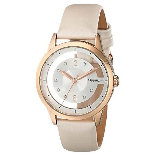 Stuhrling Original winchester 946l women's quartz watch with white dial analogue display and off-white leather strap 946l. 02