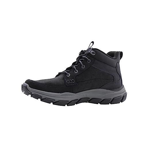Skechers respected boswell, stivali uomo, black leather w synthetic, 42 eu