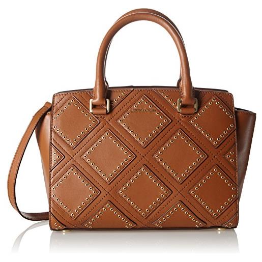 Michael Kors selma md tz satchel - borsa con manico, braun luggage, 12x21x35 cm (b x h x t)