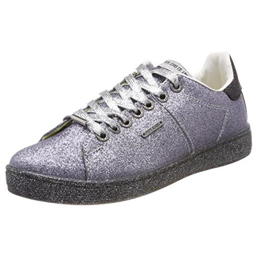 Pepe Jeans london brompton part, scarpe da ginnastica basse donna, argento (silver), 37 eu