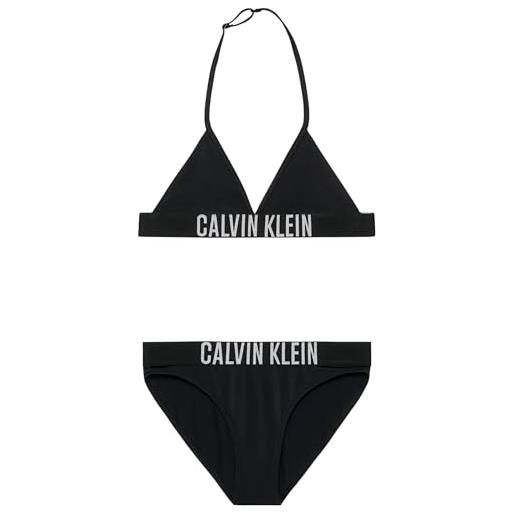 Calvin Klein bikini bambina nylon set bikini a triangolo, nero (pvh black), 14-16 anni