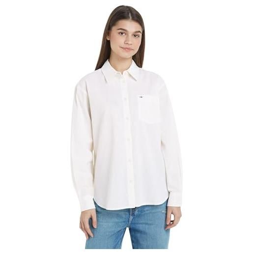 Tommy Jeans tjw boxy linen shirt dw0dw17737 bluse, blu (empire blue/stripe), m donna