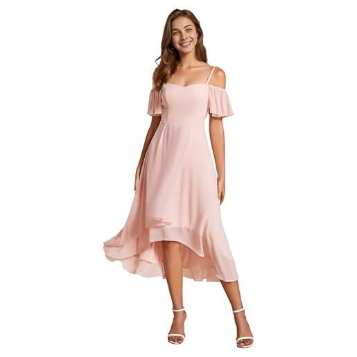 Ever-Pretty abiti eleganti da donna con spalle scoperte vita impero a line cinghie abito da ospite rosa 44