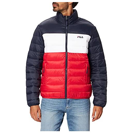 Fila men emory thin liner jacket giacca con fodera sottile, black iris-true red bright white, s uomo
