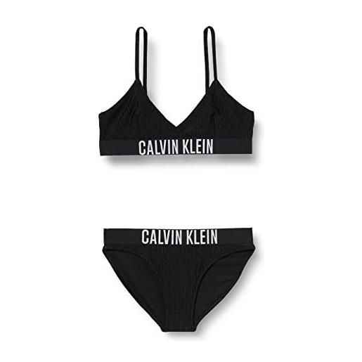 Calvin Klein bikini bambina set bikini a triangolo, nero (pvh black), 8-10 anni