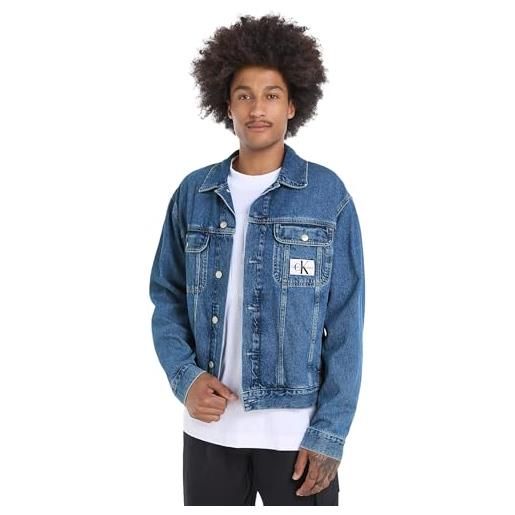 Calvin Klein Jeans giacca in jeans uomo regular 90's denim jacket in cotone, blu (denim medium), xl