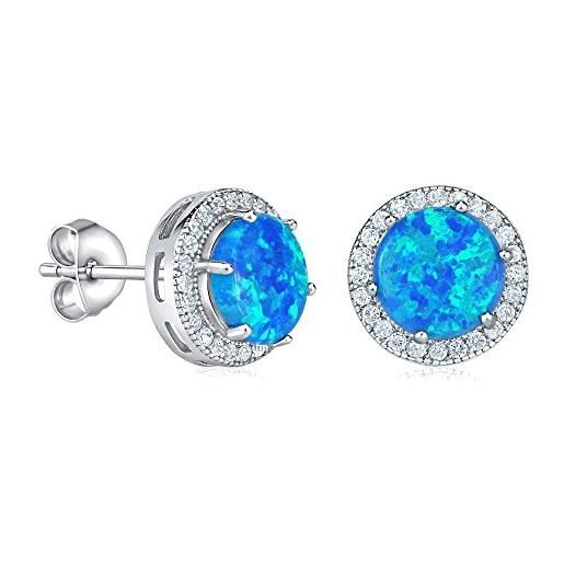 SILVEGO orecchini da donna in argento 925 con opale blu sintetico