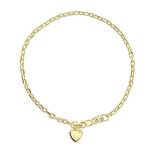 Miore bracciale da donna in oro giallo 14 carati 585, lunghezza 19 cm, 19 cm, oro