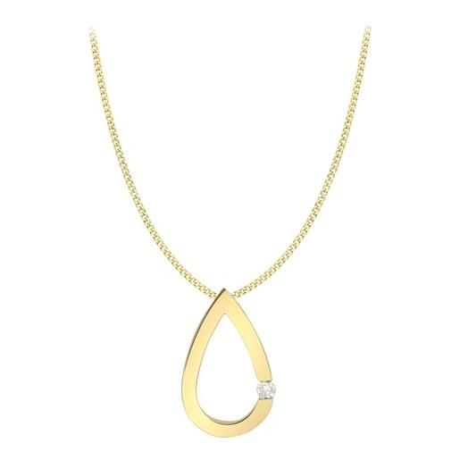 Carissima gold collana da donna, oro giallo 9k (375), rotonda h, trasparente diamante