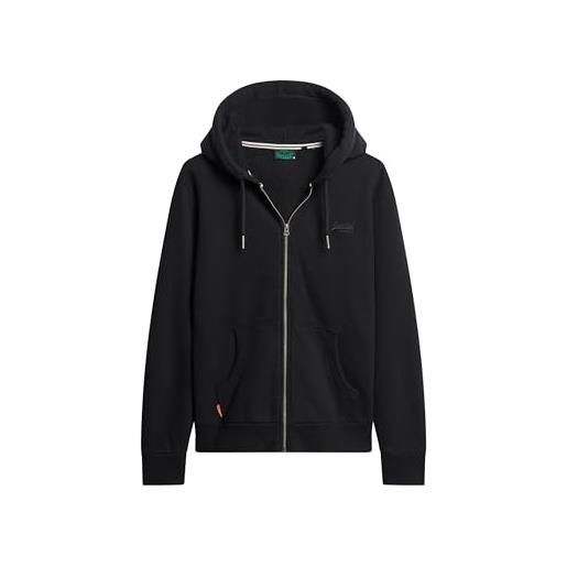 Superdry essential logo zip hoodie maglia di tuta, nero, m uomo