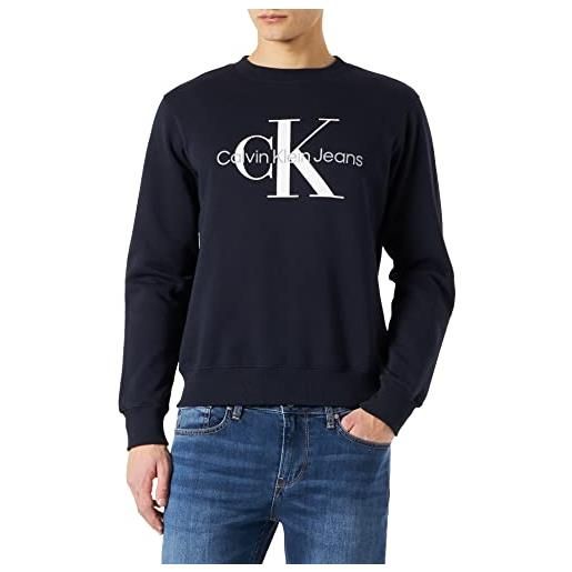 Calvin Klein Jeans felpa uomo core monologo senza cappuccio, blu (night sky), xxl