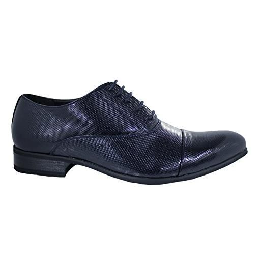 Moranti scarpe uomo blu scuro vernice linea classica man's shoes top class eleganti cerimonia (42)