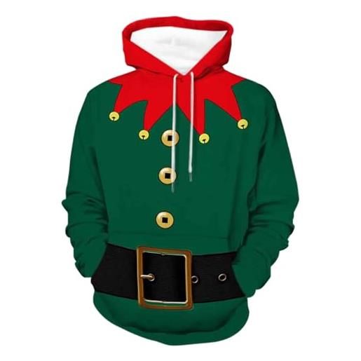 Kobilee felpa natale uomo babbo taglie forti maglione natalizio ugly christmas sweater con cappuccio maglioni natalizi invernale divertenti maglia natale stampa 3d cotone felpa natale hoodie