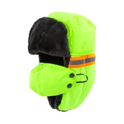 CLoxks cappelli aviatore cappello riflettente autunno inverno ispessimento caldo neve sci cappello bomber da lavoro antivento ciclismo copricapo in peluche verde fluorescente