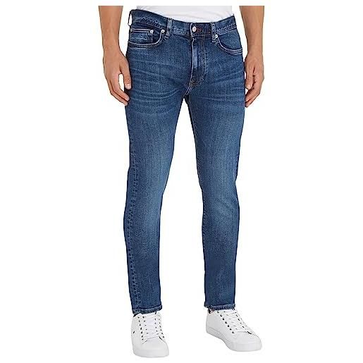 Tommy Hilfiger jeans uomo core slim bleecker elasticizzati, blu (oregon indigo), 32w / 30l
