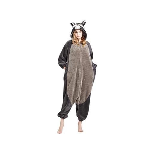 Simzoo pigiama one piece costumi da animale per pigiama, cosplay, carnevale e adulti in autunno e inverno