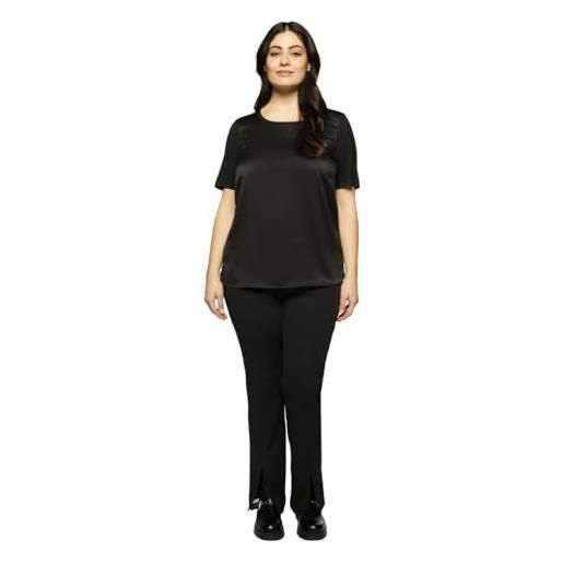 FIORELLA RUBINO: t-shirt in due tessuti curvy size nero stagione primavera estate 2024. 