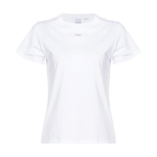 Pinko t-shirt donna basico con mini logo al petto in jersey di cotone colore bianco taglia m