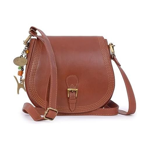 Catwalk Collection Handbags - borsa tracolla donna pelle - borsetta - tracolla regolabile - isabella - marrone chiaro
