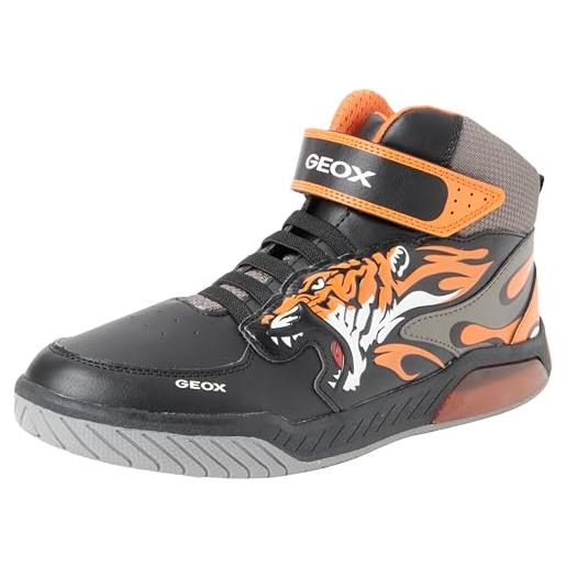 Geox j inek boy, scarpe da ginnastica bambini e ragazzi, nero (black/orange), 30 eu