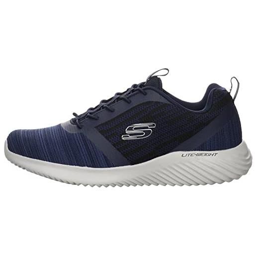 Skechers bounder 52504, scarpe uomo, navy mesh pu trim, 45.5 eu