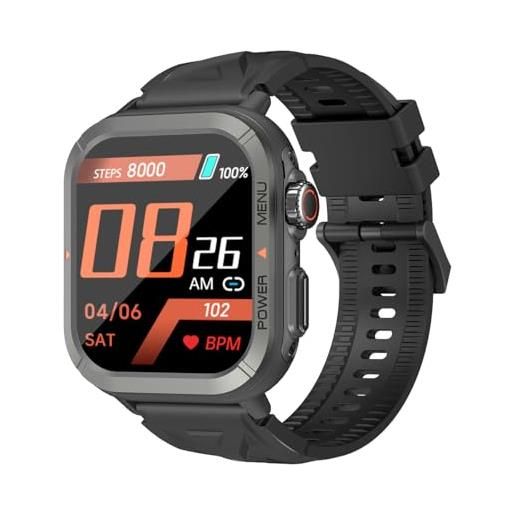 Blackview w30, smartwatch sportivo, display da 1,91, 100 modalità di allenamento, notifiche, profondità di immersione 10 m, durata della batteria 7 giorni, microfono - nero, nero, 320 x 380, 