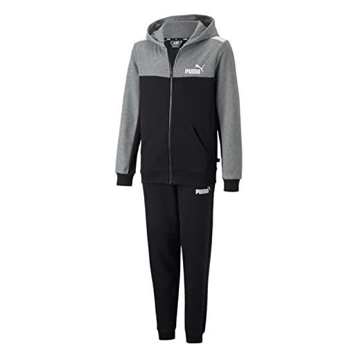 PUMA ess+ block-tuta con cappuccio fl b, allenamento bambini e ragazzi, grigio erica, 140