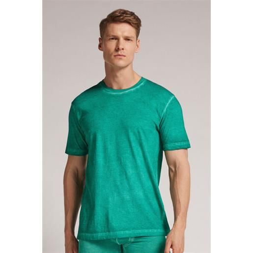 Intimissimi maglia manica corta in cotone washed collection verde