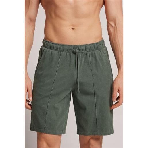 Intimissimi pantalone corto in cotone con nervatura washed collection verde
