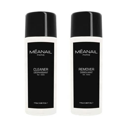Meanail duo cleaner e remover 115 ml - manicure semipermanente uv led - acetone per rimuovere smalto semipermanente e cleaner azione sgrassante unghie - méanail paris