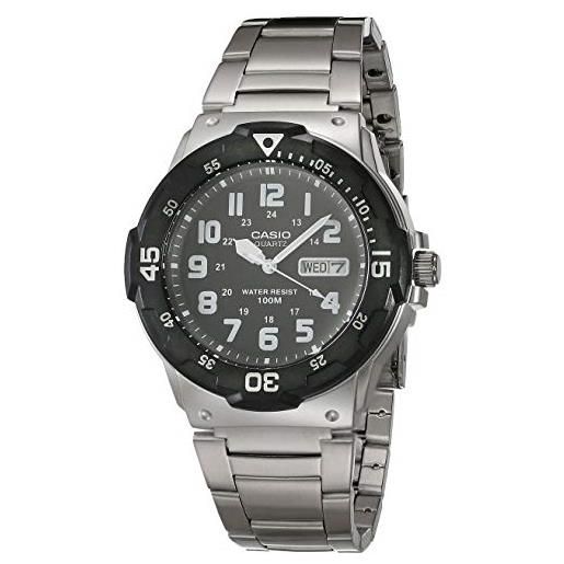 Casio men's diver style quartz watch with stainless steel strap, silver, 23.8 (model: mrw-200hd-1bvcf)