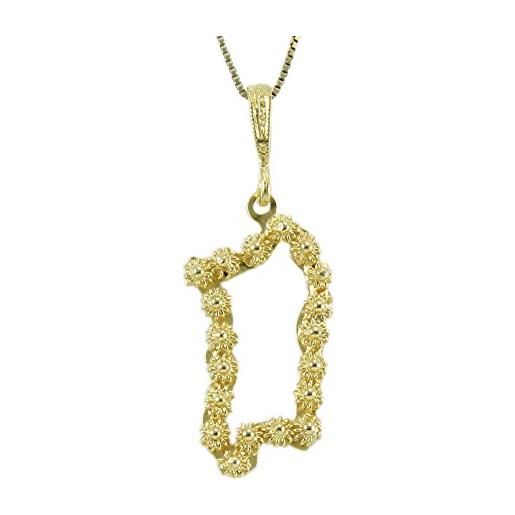 Filu & Trama collana con ciondolo sardegna pendente filigrana sarda argento dorato traforato