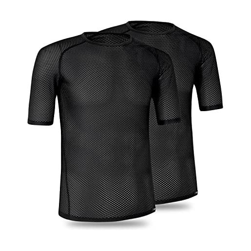 GripGrab ultralight mesh maglia intima a maniche corte, confezione da 2 canottiera da ciclismo, nero, 2 pezzi, s unisex-adulto