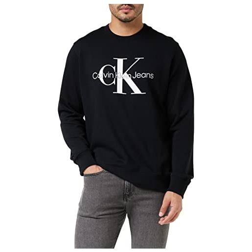 Calvin Klein Jeans felpa uomo core monologo senza cappuccio, nero (ck black), xl