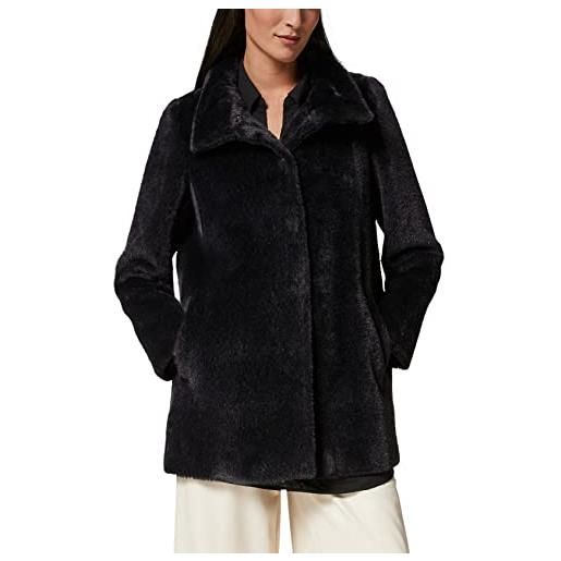 Comma jacke langarm cappotto di pelliccia finta, 9999 nero, 50 donna