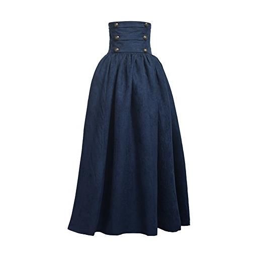 BLESSUME vittoriano steampunk gonna donna gothic lunga skirt (blu, 2xl)