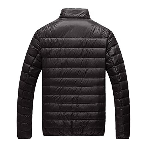 Generic giacca invernale da uomo leggera e calda, tinta unita, colletto alla coreana, con cerniera, giacca corta, nero , xxl