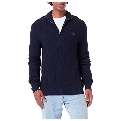 GANT d2. Cotton wool rib half zip, maglione uomo, blu ( evening blue ), m